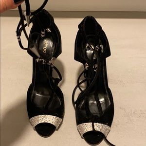 Sergio Rossi black embellished sandals size 36/6
